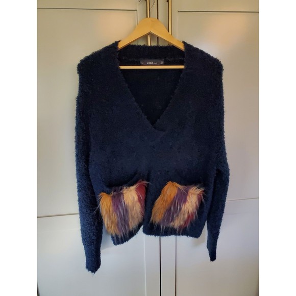 Zara Knit V-neck Wool Blend Sweater - SZ S - Picture 1 of 9